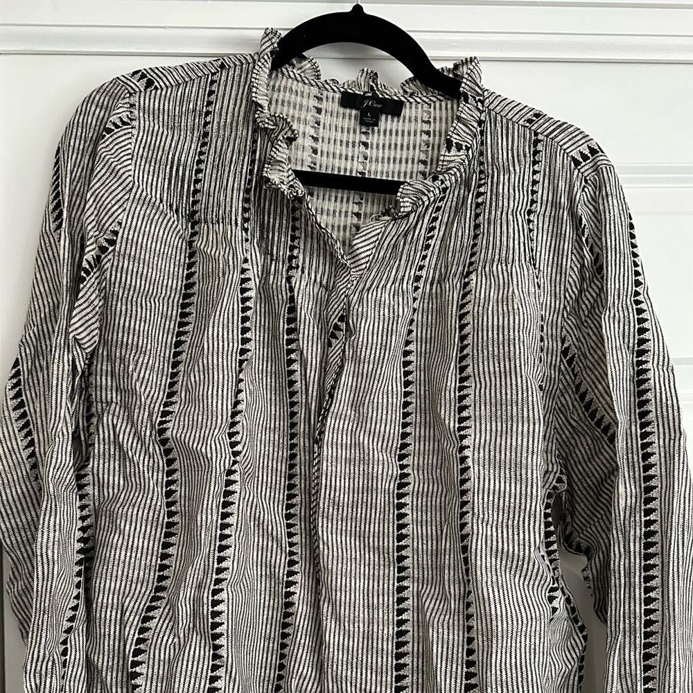 J Crew black and white pattern, size L, EUC